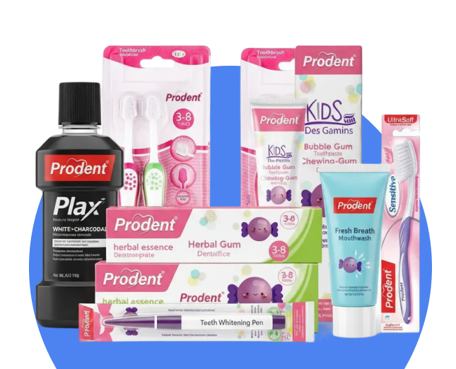 Prodent complete oral care range including toothpaste, kids toothpaste, mouthwash, toothbrush and whitening products